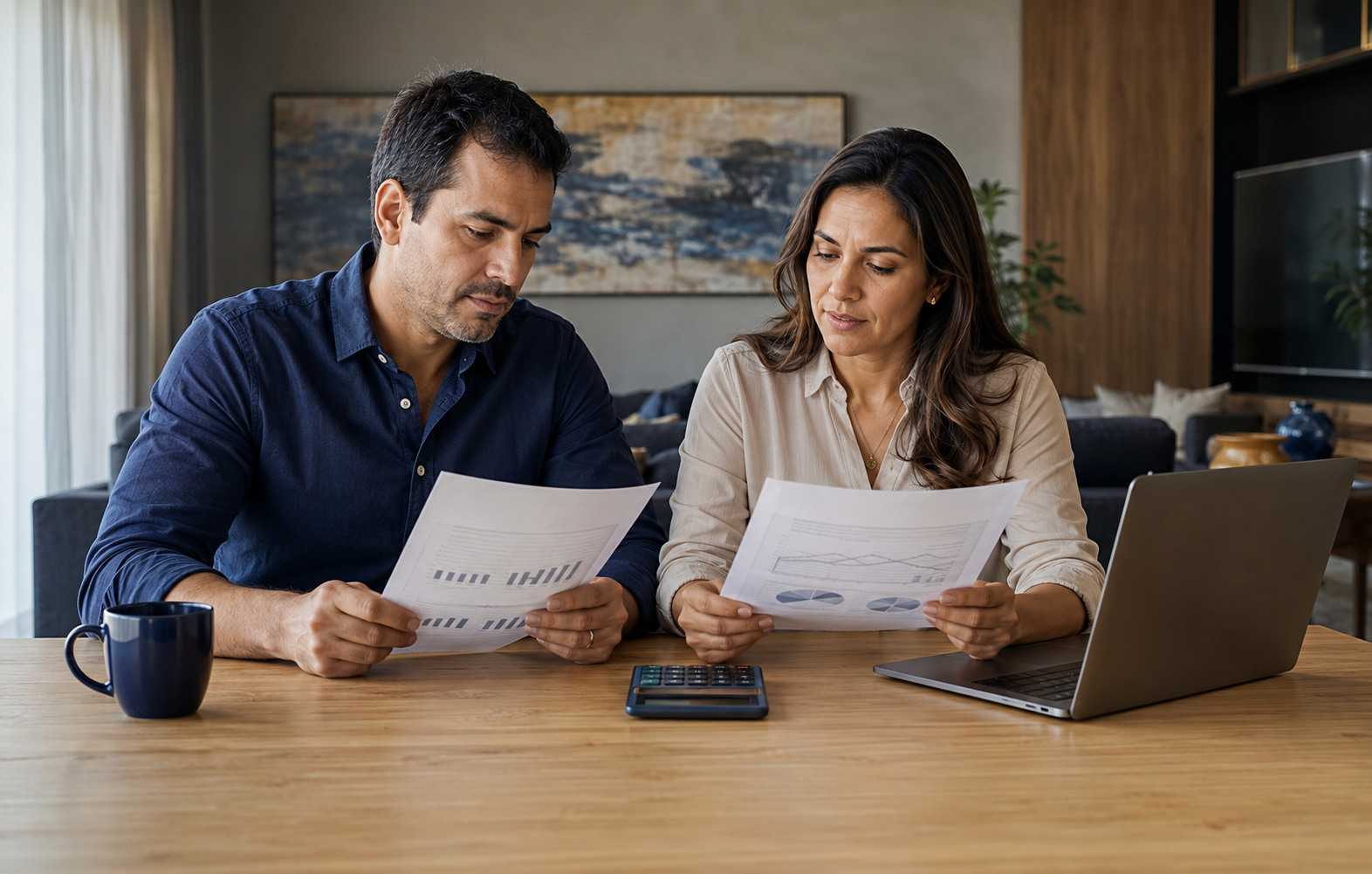 Casal comparando alternativas financeiras