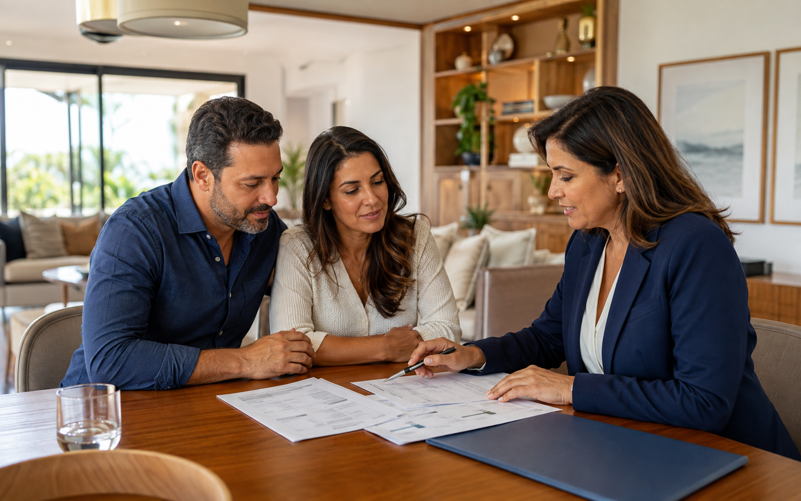 Família recebendo orientação sobre seguro residencial